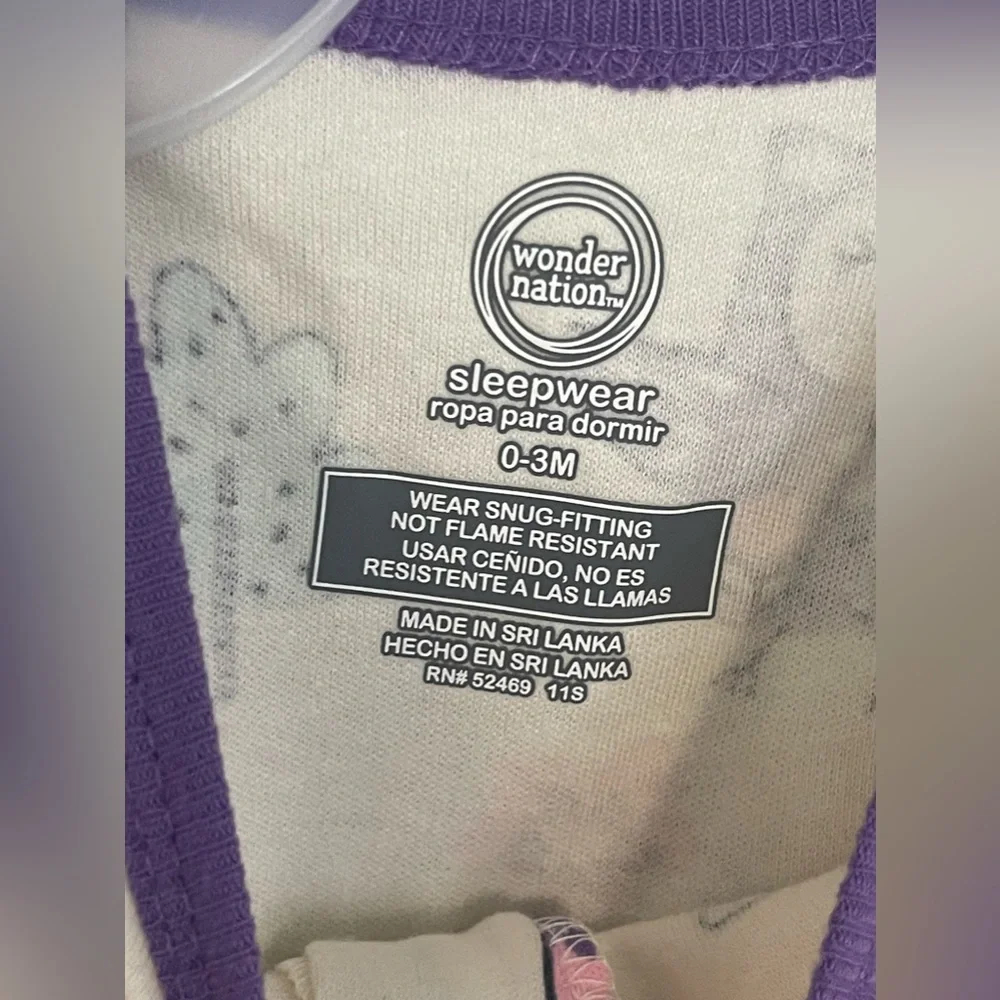 Wonder Nation Baby Sleep & Play Onesie Size 0-3 Months NWT
